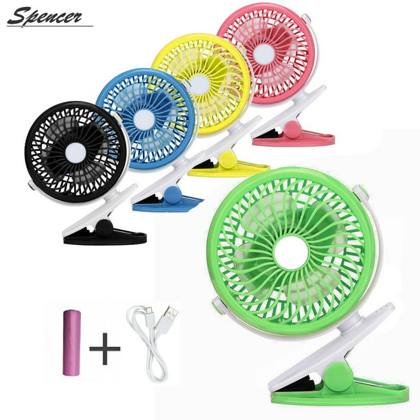 3 Speeds USB Rechargeable Mini Cooling Fan Clip On Desk Table Stroller Portable